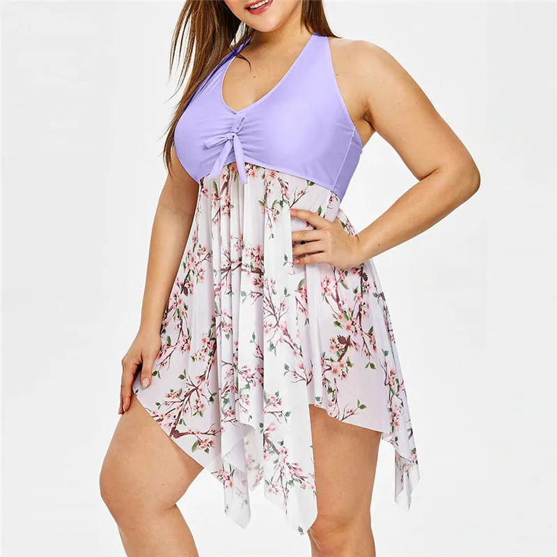 Танкини одежда для купания Женский раздельный купальник с принтом большой