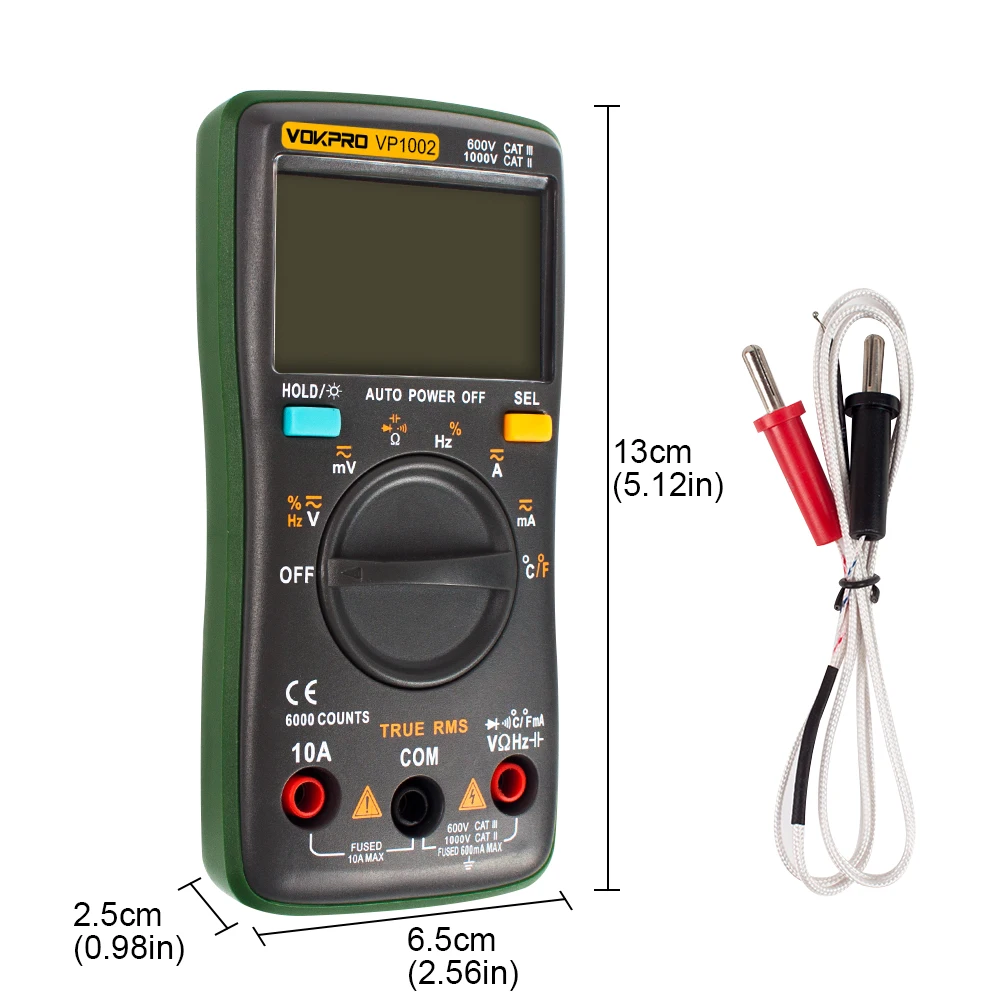 Цифровой мультиметр 6000 отсчетов подсветка AC/DC Амперметр Вольтметр Ом