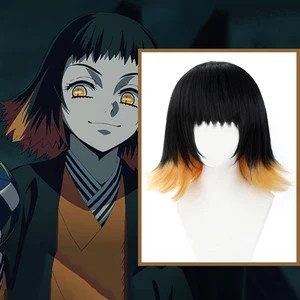 Anime Comic Demon Slayer Kimetsu no Yaiba Cosplay Wigs Susamaru Cosplay Wig Heat Resistant Synthetic Wig Short Hairs Straight