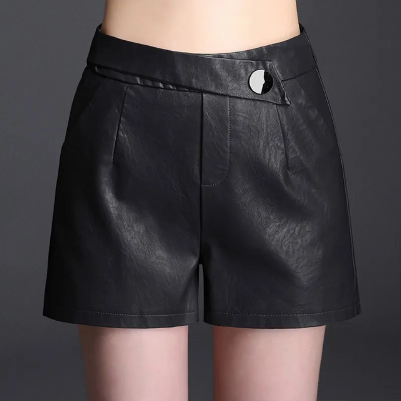 Осень-зима модные женские широкие шорты с высокой талией черные коричневые