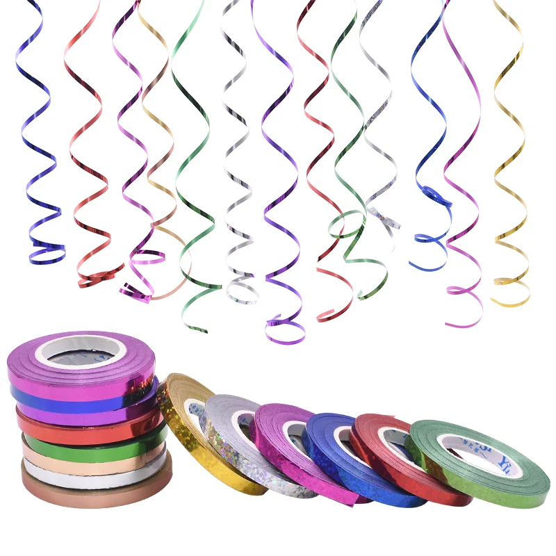 30 цветов 5 мм ленты для воздушных шаров пластиковая фольга лента лазер вечерние DIY