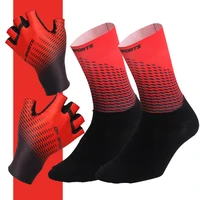 1pair half full finger cycling gloves with 1pair cycling socks men women sports bike gloves racing bicycle set