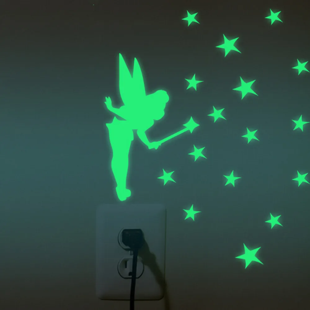 

Fairy Glitter Wing Acrylic Fluorescent Luminous Glow in Dark Stars Diy Sticker Scrapbooking Sticky Stationery School Supplies