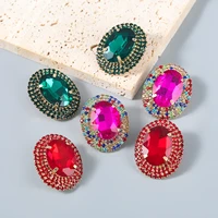 jijiawenhua 2022 new multicolor sparkling rhinestone womens earrings dinner party fashion jewelry accessories