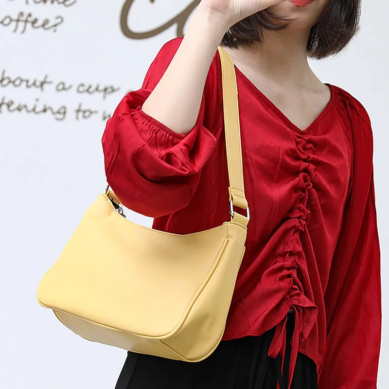 

Artificial Leather Candy Color Handbag Women Fashion Simple Design Over Shoulder Bag 2020 Female Pu Leather Casual Daily Handbag