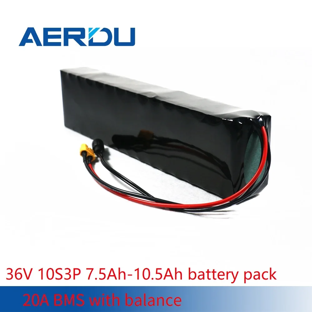 Литиевый аккумулятор AERDU 36V 10S3P 7.5Ah-10.5Ah 600 Вт 18650 с 20A BMS для скутера электрического