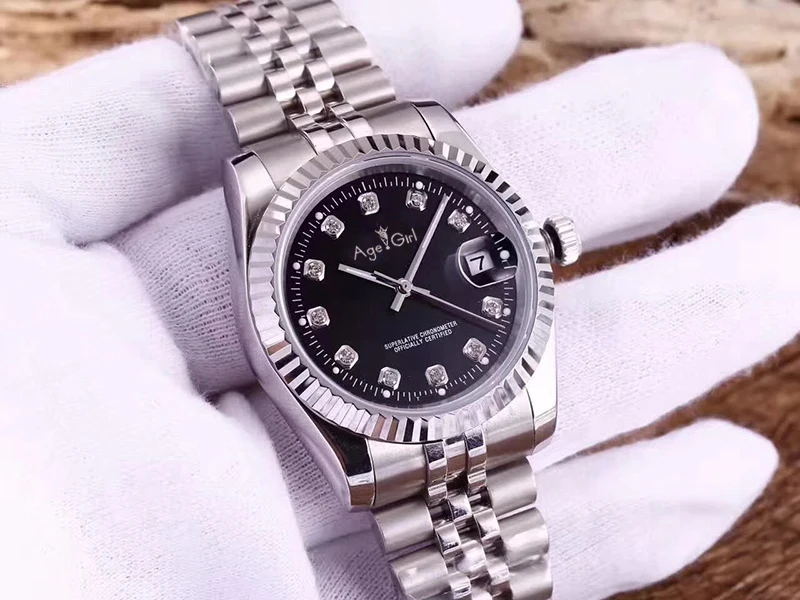 Роскошные брендовые новые мужские часы Datejust, нержавеющая сталь, Черное золото, ETA 2813, автоматические механические сапфировое стекло, водонепроницаемые - Цвет: Silver Black
