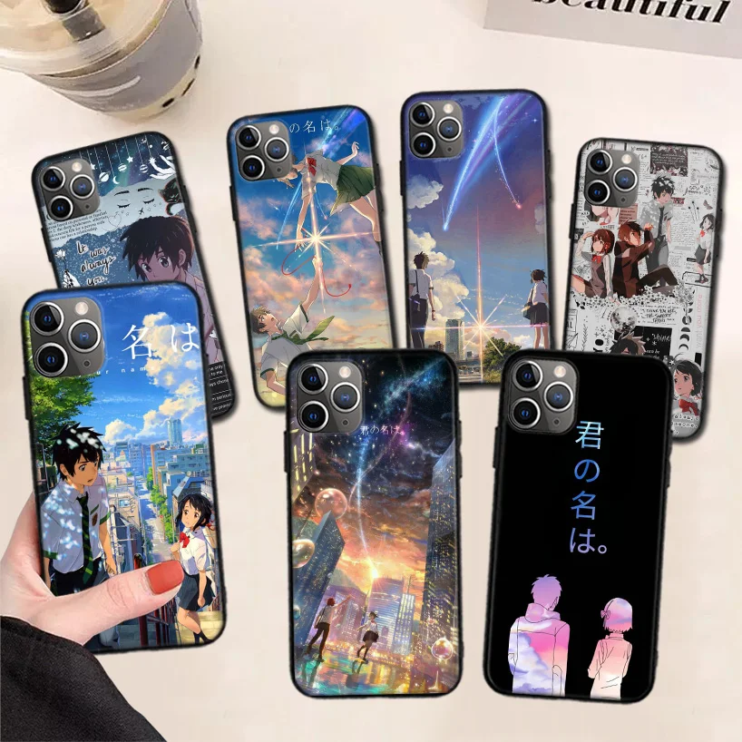 

Kimi No Nawa Animation anime Black Phone Case For Apple iPhone 11 Pro Max 13 12 Mini X XS XR 7 Plus 6 6S 8 SE 5S Pattern Casing