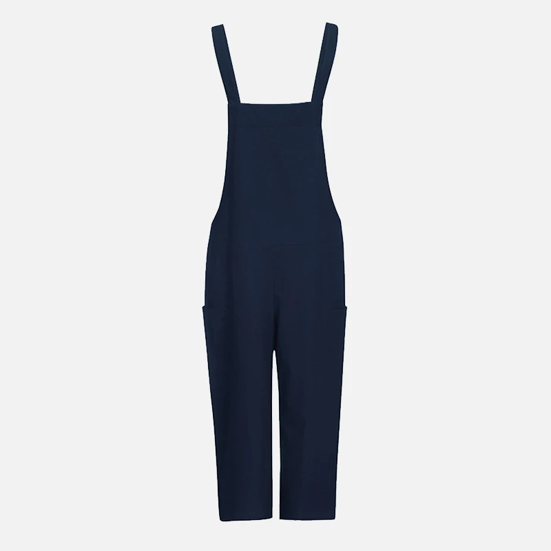 

Women Summer Cotton Linen Playsuit Fashion Sleeveless Wide Leg Dungarees Solid Long Rompers Casual Comfortable Casual Jumpsuit