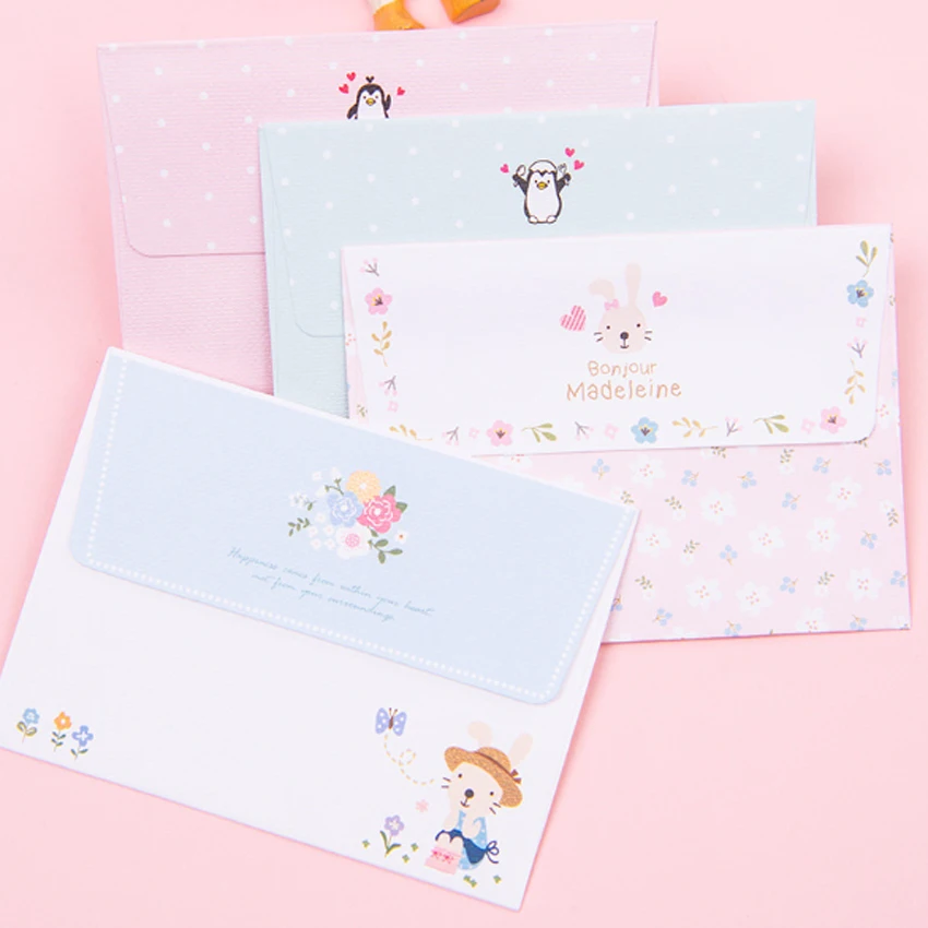 1 упак./лот Kawaii Мультфильм поздравительная открытка мини конверт для бумажного