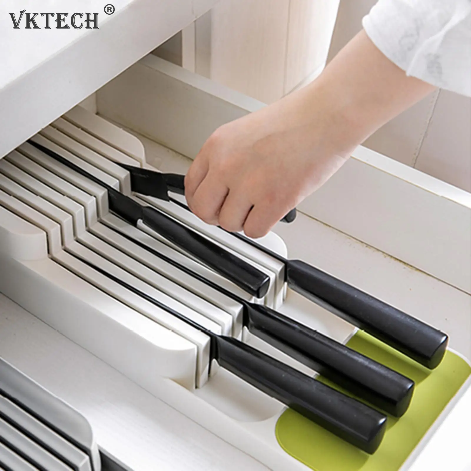 

Knife Block Organizer - In-Drawer Steak Knife Insert Holder Storage for Kitchen, Can Holds 9 Knives, 2-Tier Knives Holder