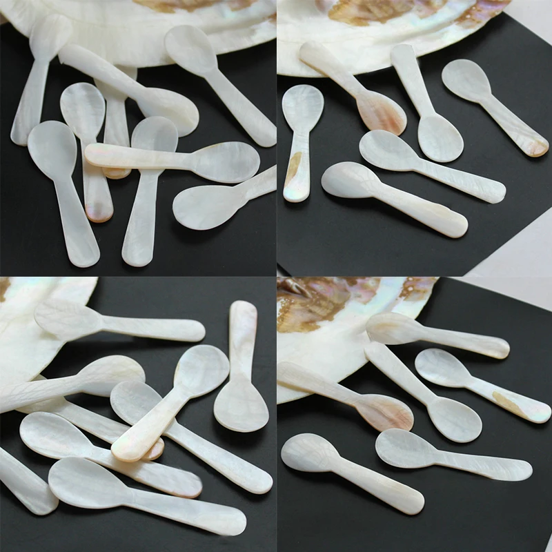 1PC Natural Conch Shell Ice Cream Coffee Spoon Caviar Mother of Pearl Seashells Stirring Spoons Teaspoon Kitchen Tool - купить по