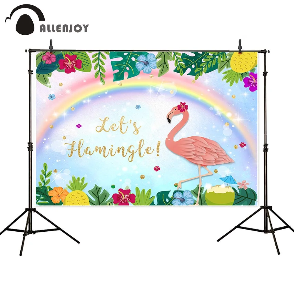 Фон Allenjoy Let's Flamingle тропический Фламинго День Рождения Вечеринка Радуга ананас