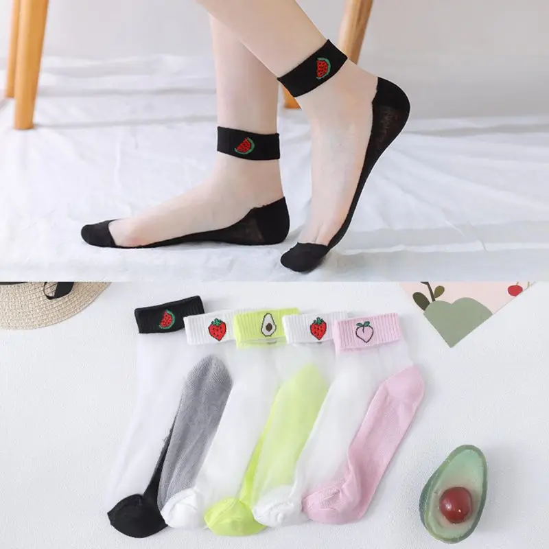 Японские Женские прозрачные носки по щиколотку из стекловолокна милые