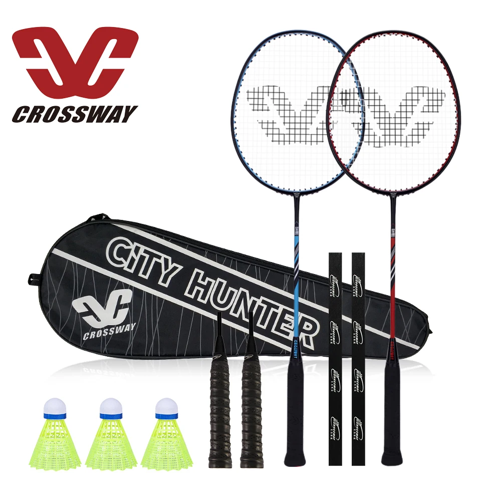 

CROSSWAY Badminton Rackets Set with 3 PCS Balls Free Gift Offensive Type Composite Sport Team Padel Racket Stringing Machine
