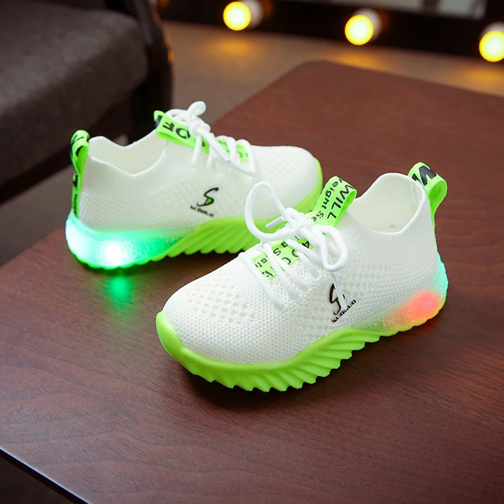 Новинка осени 2019 Модные дышащие детские кроссовки с буквенным принтом для