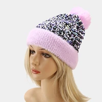 winter knitted beanies hats for women fur ball sequins cap fashion warm female beanie skullies thick bonnet hat %d0%b1%d0%b0%d0%bb%d0%b0%d0%ba%d0%bb%d0%b0%d0%b2%d0%b0 2021
