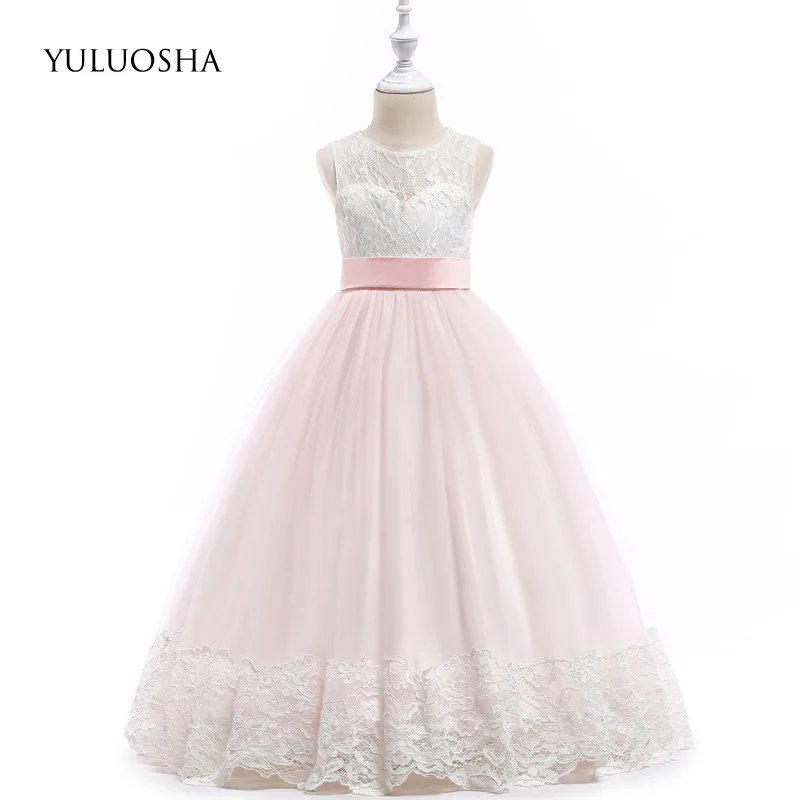 YULUOSHA/Платья с цветочным узором для девочек на свадьбу Детское кружевное платье