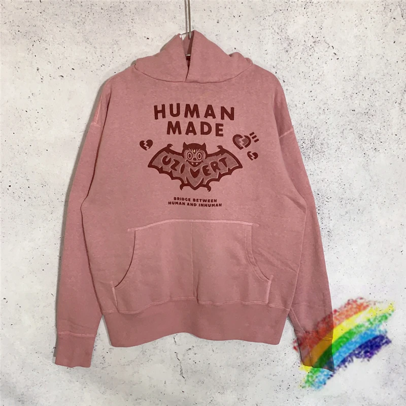 Vintage Human Made Hoodie Men Women 1:1 Best Quality Heavy Fabric Bat Pattern Human Made Pullover Oversized Sweatshirts