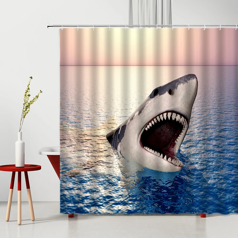 

Shower Curtain Wild Animal Shark Modern Bedroom Curtains Bathroom Curtain Set Anti-Mold Bathroom Curtains Bathroom Curtains