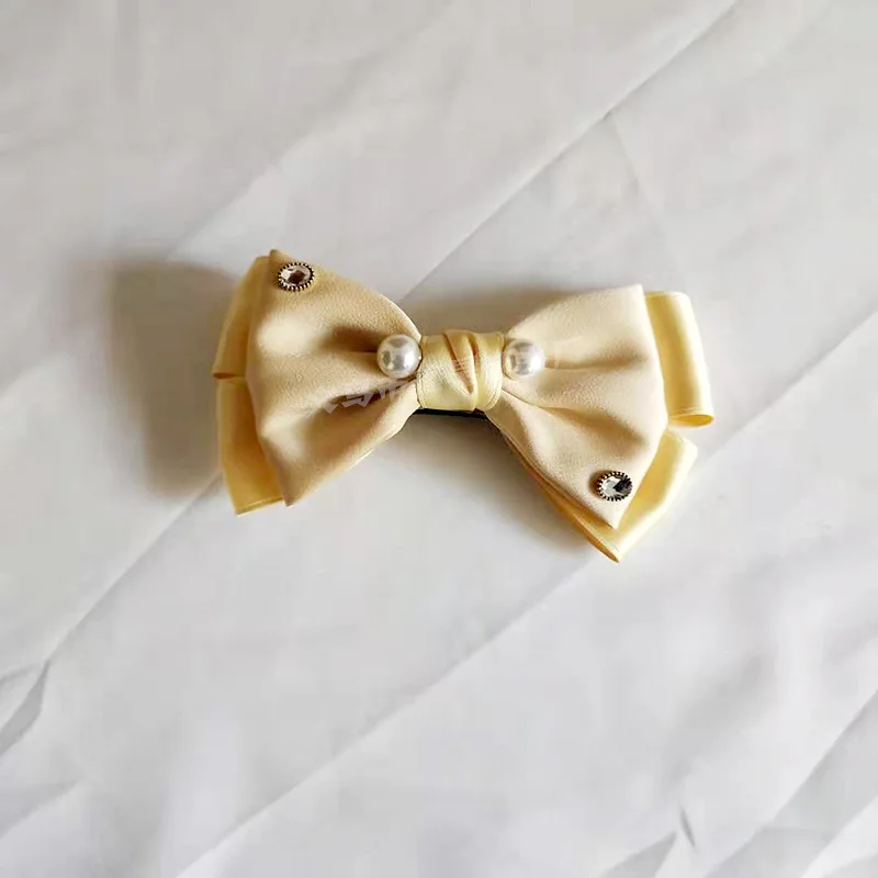 

Korean style zircon pearl multi-layer bow top clip all-match back head spring clip one word clip hair ornament