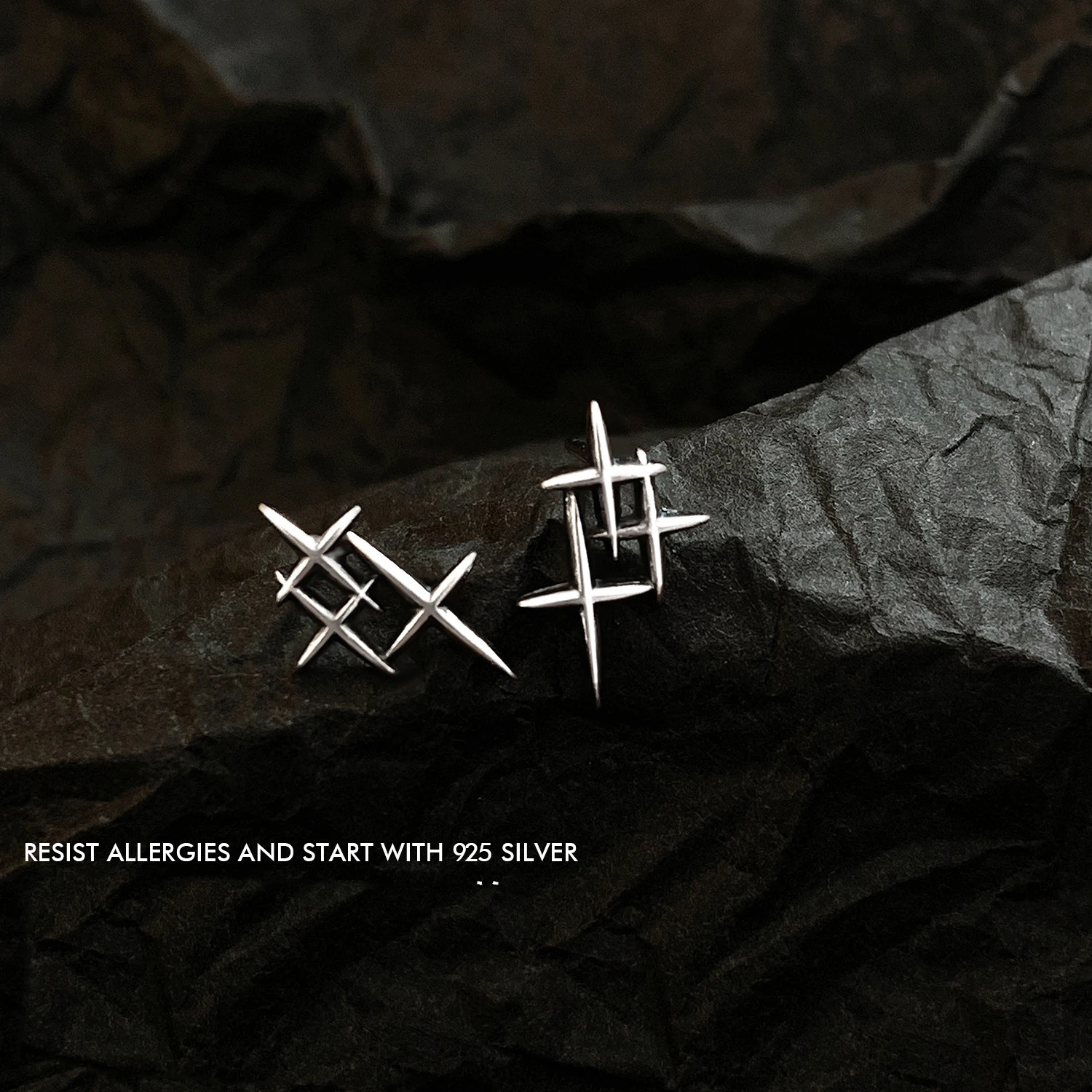 

Fashion Women's S925 Silver Platinum Plated Retro Cross Star Personality Stud Earrings 365