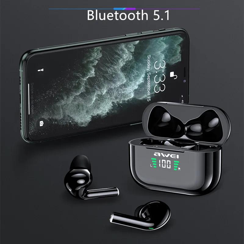 awei t29p tws bluetooth earphones with microphones wireless earbuds for xiaomi redmi vivo oppo iphone 500mah charging case gamer free global shipping