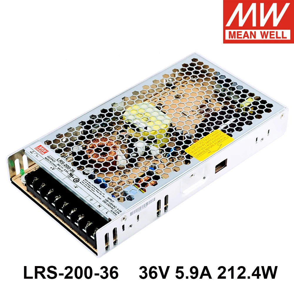 

Mean Well LRS-200-36 110V/220V AC TO DC 36V 5.9A 212.4W Single Output Switching Power Supply MEANWELL Enclosed Type SMPS