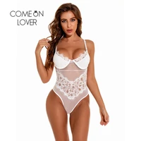 comeonlover transparent sexy bodysuit women lace teddies lingerie mesh traf body stitching ropa mujer sleeveless jumpsuit i80863