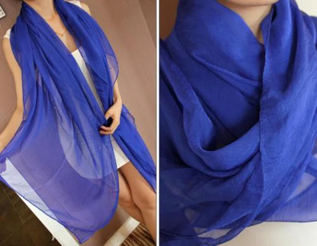 Модный женский летний однотонный шарф шифоновая Пляжная накидка на бикини