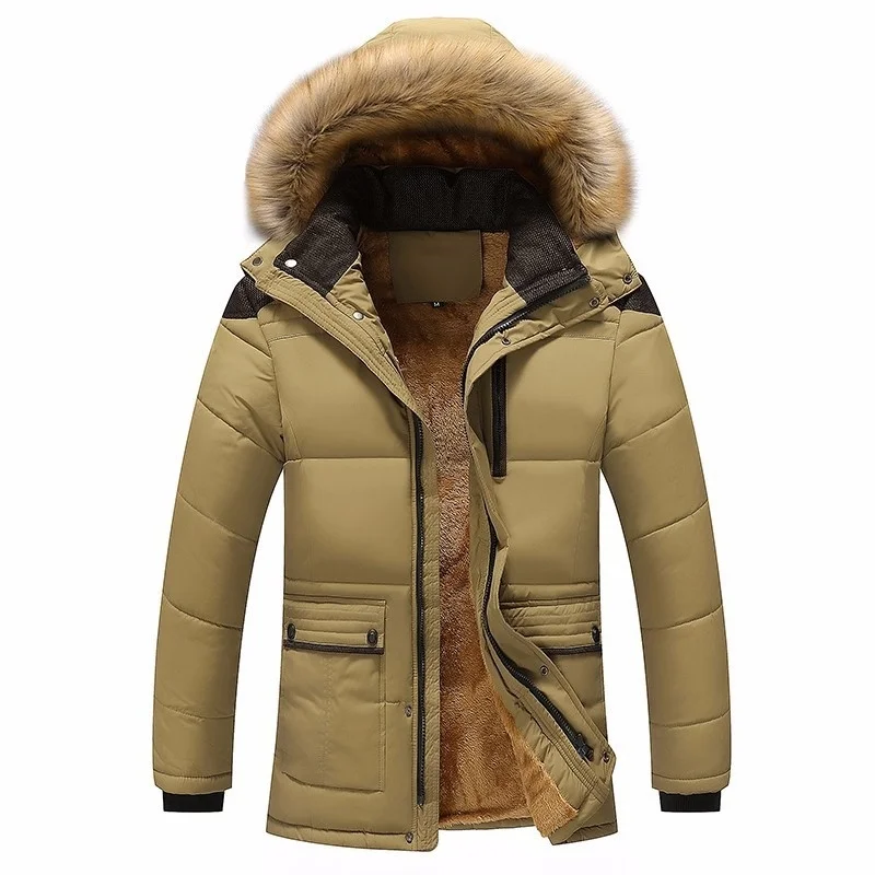 

Men winter hooded warm coat plush cotton padded jacket man