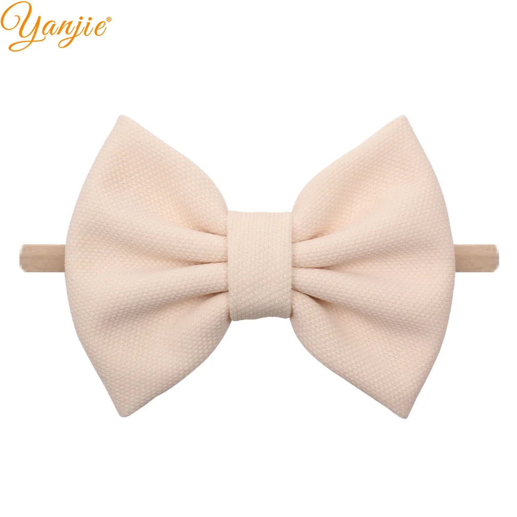 5 inch bow-ivory 7 дюймовая повязка на голову с большим бантом для девочек, г., однотонные большие банты для волос, эластичные тюрбан, повязка на голову, детский топ с бантом, повязка на голову, аксессуары для волос - Цвет: 5 inch bow-ivory