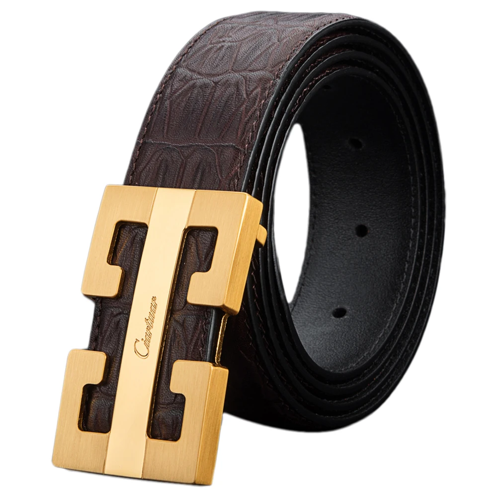 Ciartuar Belt Genuine Leather Belts for Men Designer Belt High Quality Luxury Waist Belt Gold Mens Popular Casual Business Male