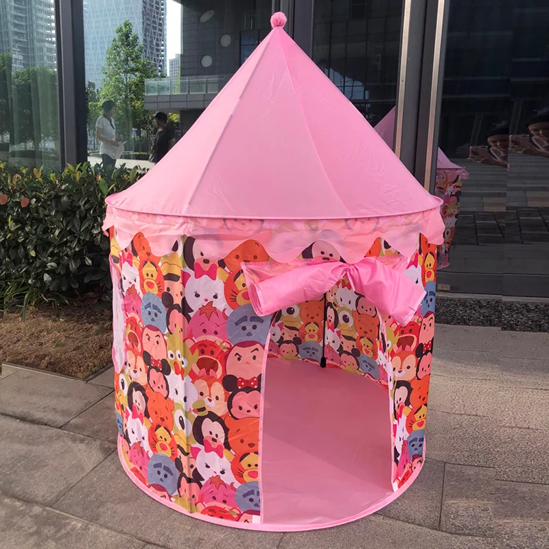 Детская палатка розового и синего цвета игрушечная для кемпинга Складной