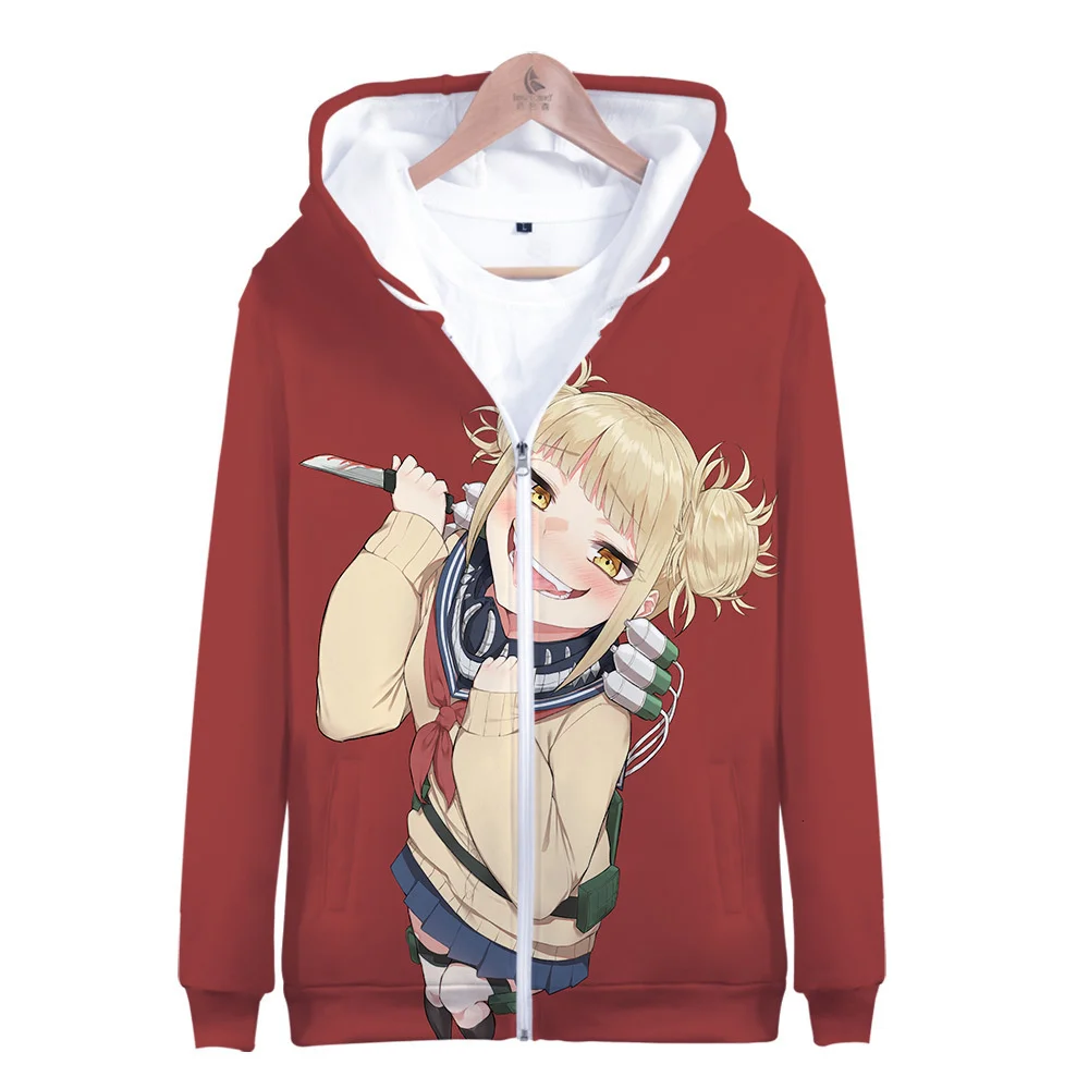 

My Hero Academia Anime Zipper Hoodie 3D Print Himiko Toga Cute Unisex Sweatshirts Casual Streetwear Sweater Hoody Sportswear Top