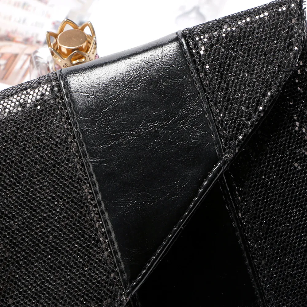 Модные женские туфли вечерние Блестки клатч конверт сумка мешок черного цвета