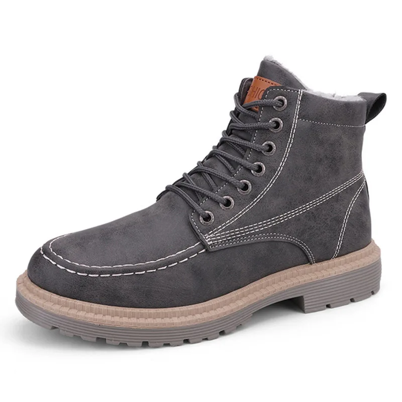 

Men's Velvet High Boots Men's Warm All-match Casual Shoes Outdoor Snow Boots High Top Thick Bottom British Style 2021 Winter New