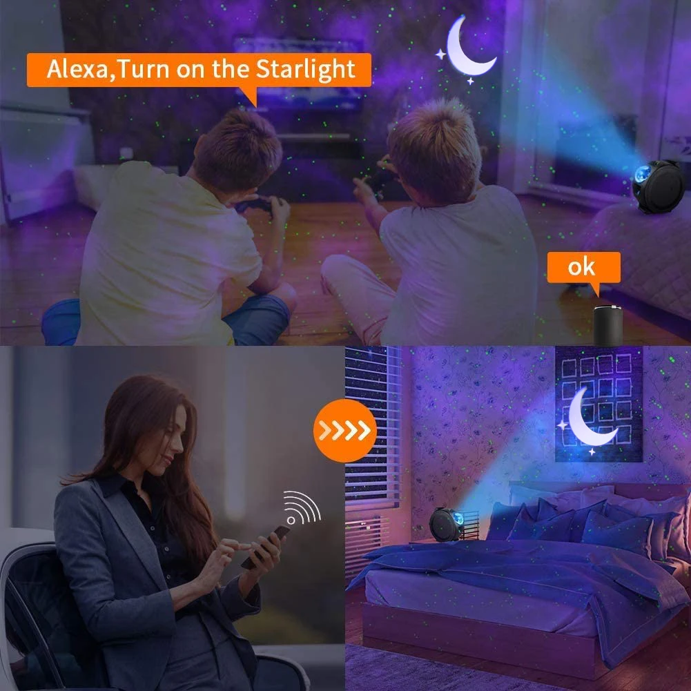 

6 Color Starry Sky Projector Lamp Children Bedroom Star LED Night Light USB Charging Projection Smart Lamp for Kids