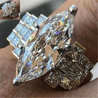 popular luxury hyperbole dazzling unique horse eye cut white gem for women men wedding party ring gift