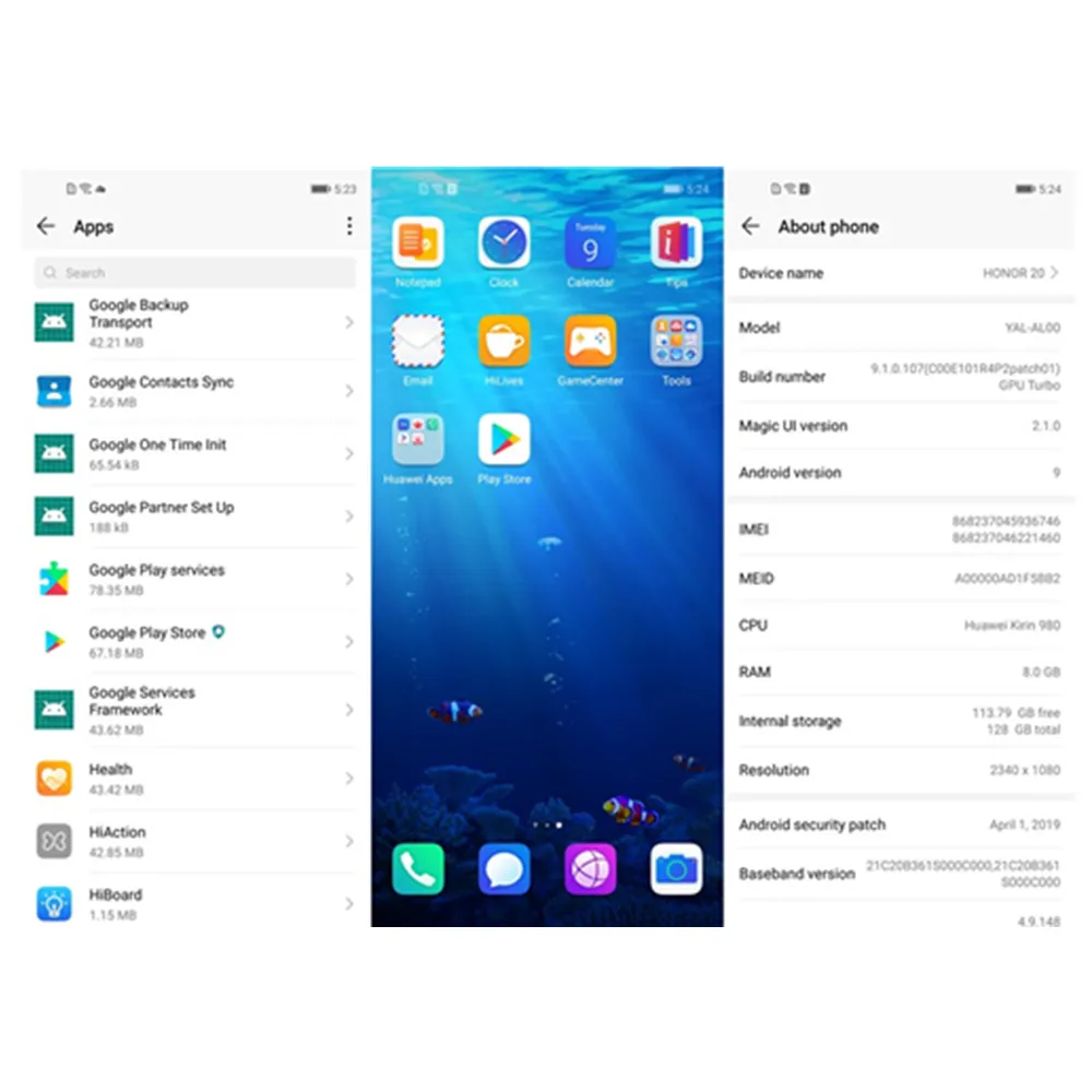 HONOR 20 HONOR20 смартфон 6,26 дюймов 48.0MP полный экран Kirin 980 Восьмиядерный 3750 мАч SuperCharge GPU Turbo 3,0