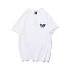 2021 Kpop футболка с вышивкой бабочки для пары для мужчин с коротким рукавом мужской корейский Повседневный Топ белые женские футболки