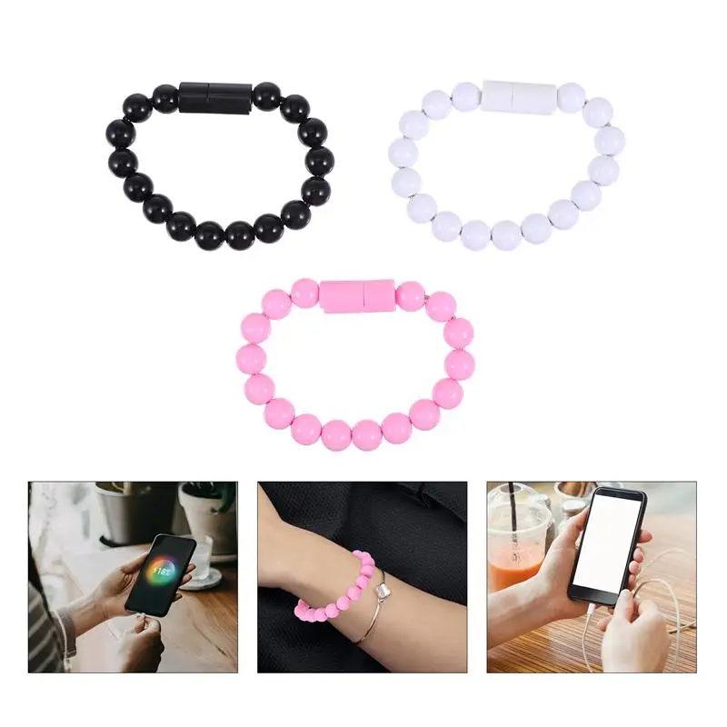 

3pcs Bracelet-shaped Charging Cable USB Cable Phone Charger Cord Data Line