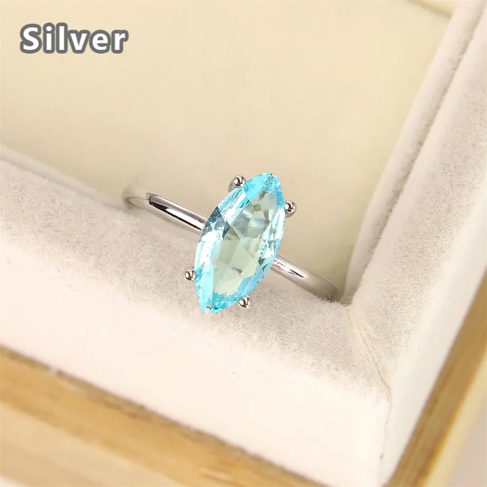 

Best selling European and American fashion S925 Sterling Silver Light Sapphire Ring zircon drop crystal jewelry women's gift