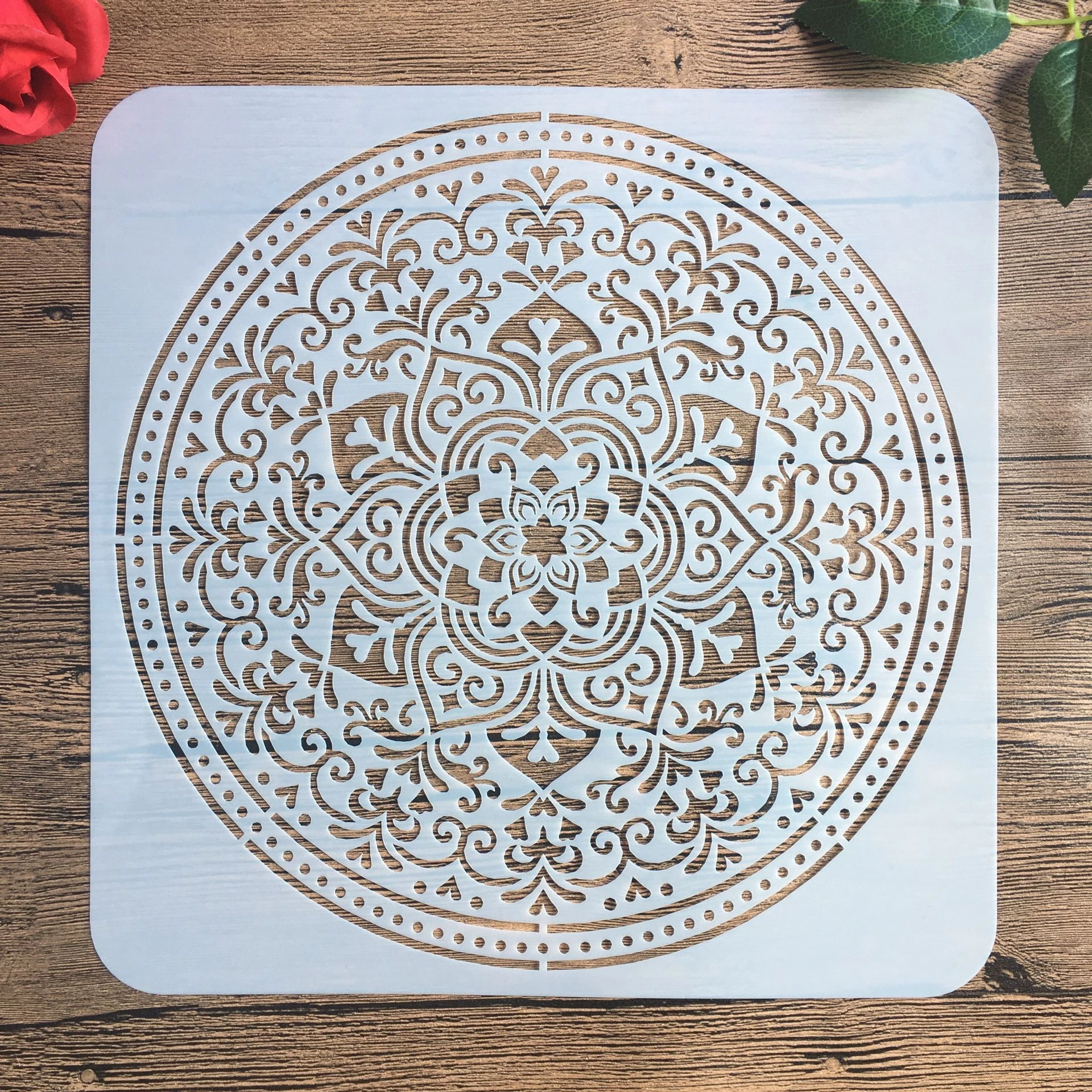 30*30 см большой круглый цветок Мандала diy трафарет картина раскраска для