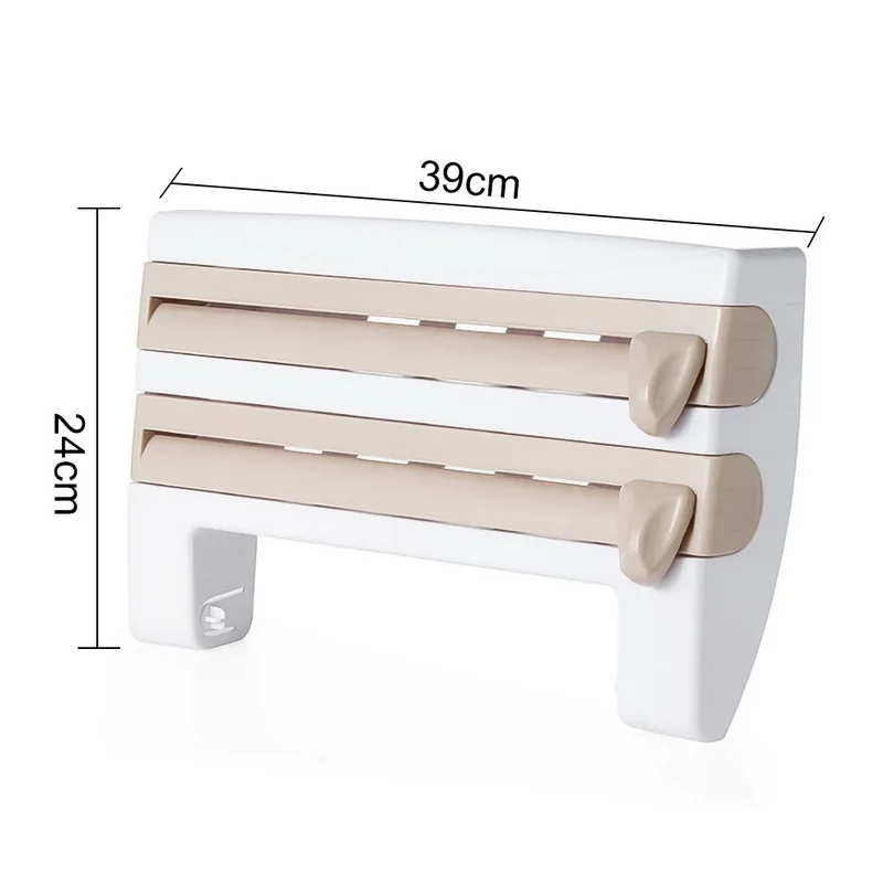 

Kitchen Cling Film Storage Rack Wrap Cutter Refrigerator Wall Hanging Paper Towel Holder Multifunction Home Organizer