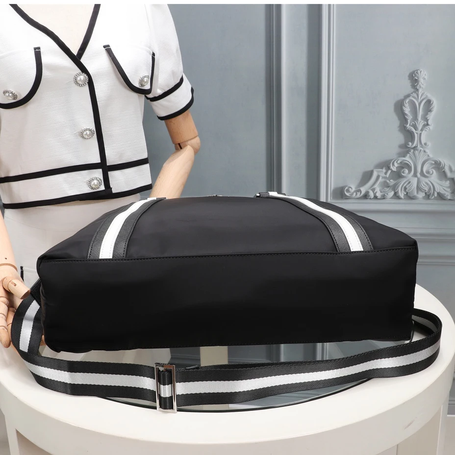 

Classic Black and White Stitching Large Multifunctional Business Portable Crossbody Bag Luxury Designer Nylon Shoulder Bag