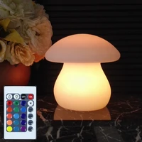 big mushroom led table lamp usb rechargeable remote control rgb colorful changeable desk light