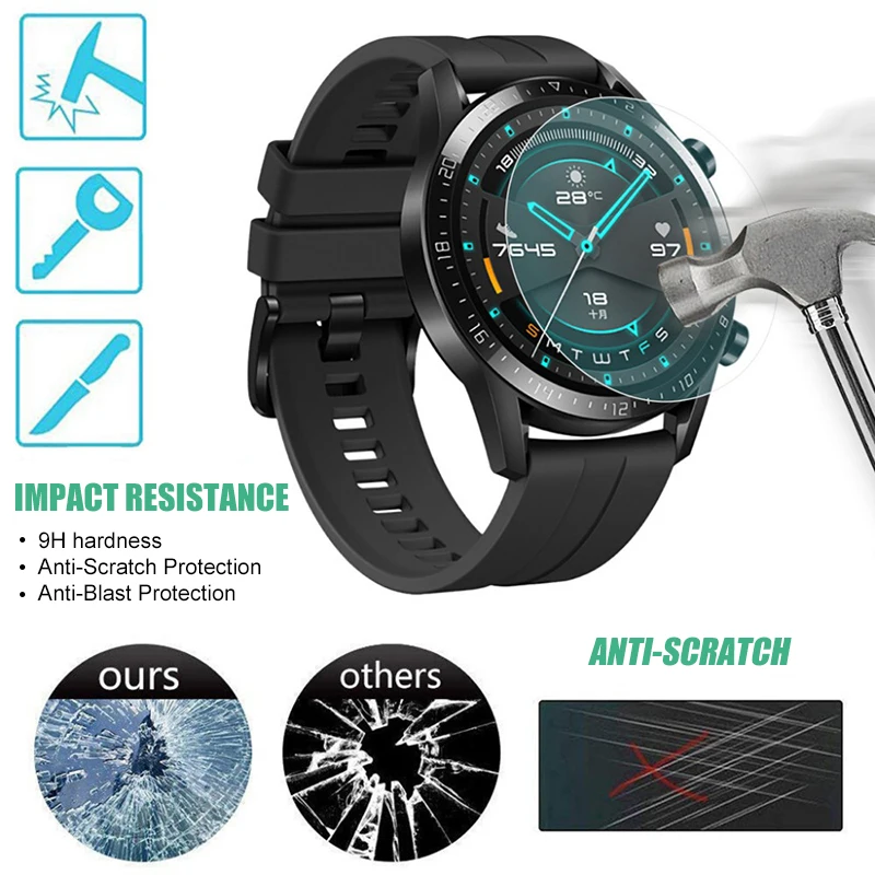 

Fully Transparent Tempered Glass Screen Protector Film For Huawei Watch GT2 46mm For Huawei Watch GT2 46mm Scratch-Resistant