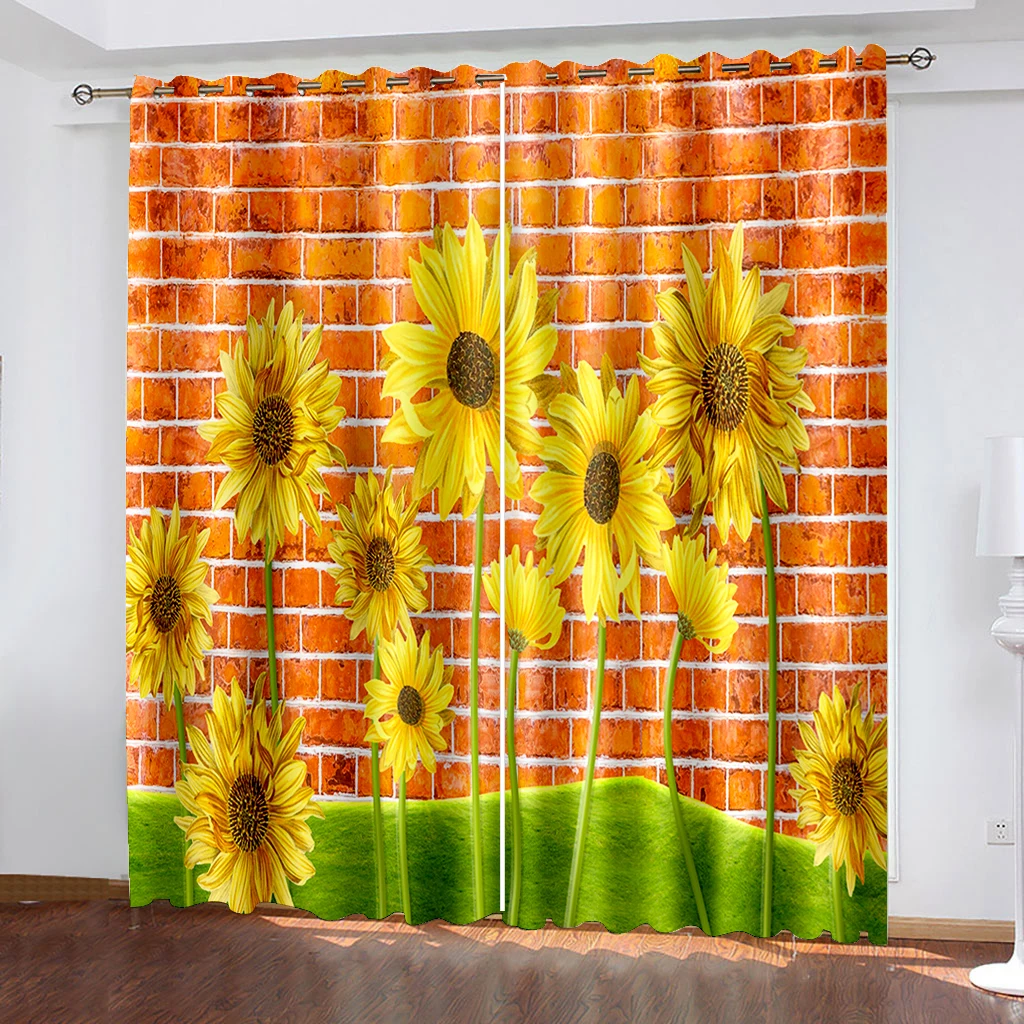 

Набор светонепроницаемых занавесок с ярким подсолнухом, современные минималистичные шторы с узором, подходят для дома в гостиной и спальне