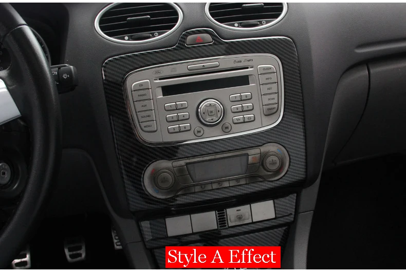 Для Ford для Focus Mk2 2009 2010 интерьер ABS Автомобильная Центральная панель управления AC аудио управление украшение крышка отделка автомобиля Стайлинг